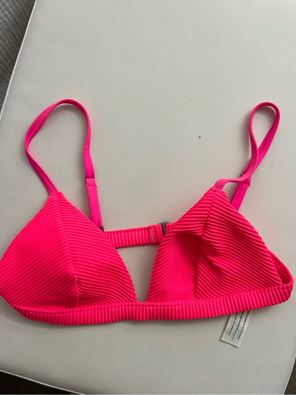 Hollister Neon Pink Ribbed Triangle Bikini Top